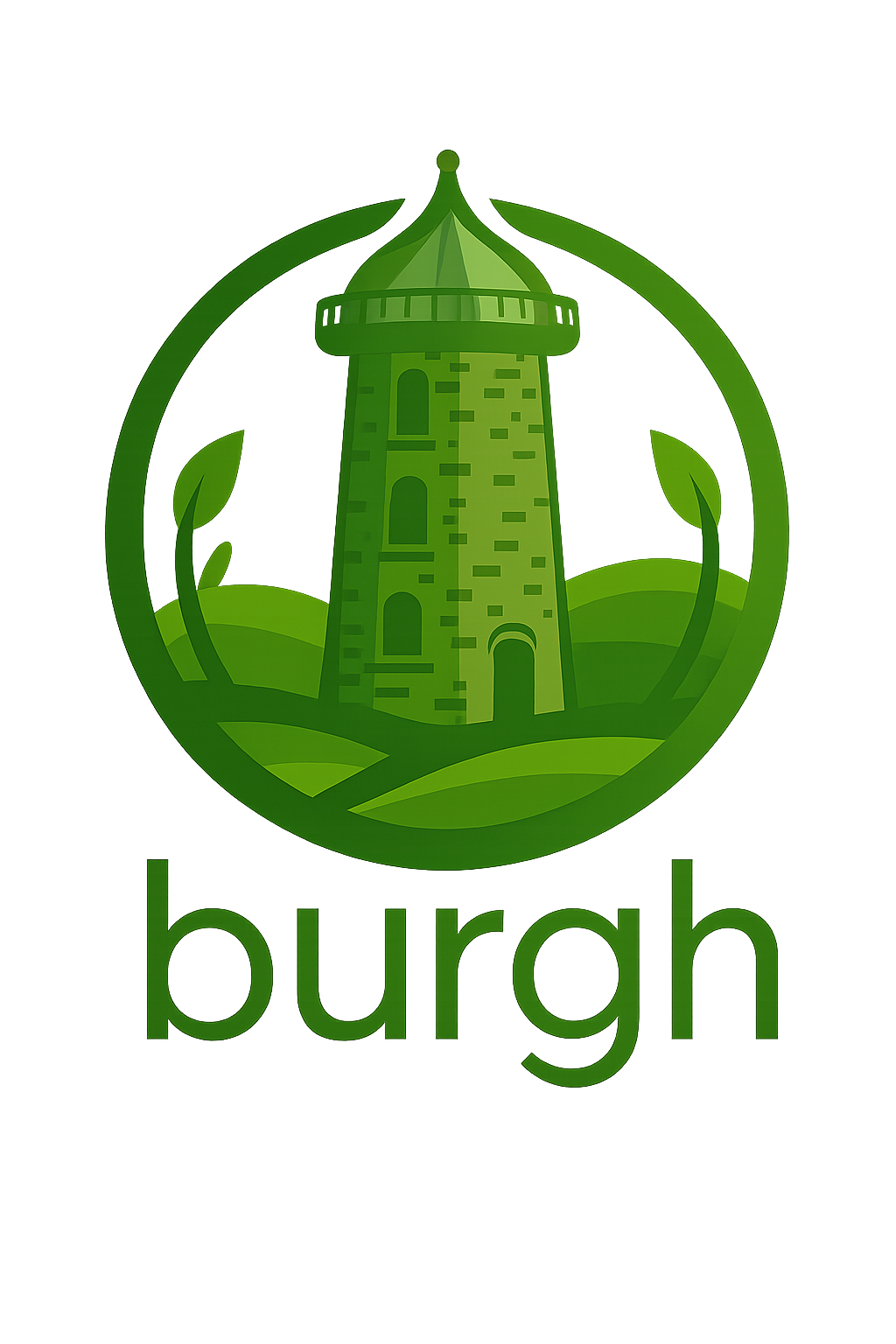 Parish logo - a sketch of a village landmark, the now-residential windmill of Burgh, East Suffolk